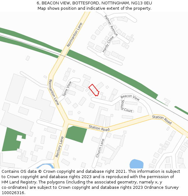 6, BEACON VIEW, BOTTESFORD, NOTTINGHAM, NG13 0EU: Location map and indicative extent of plot