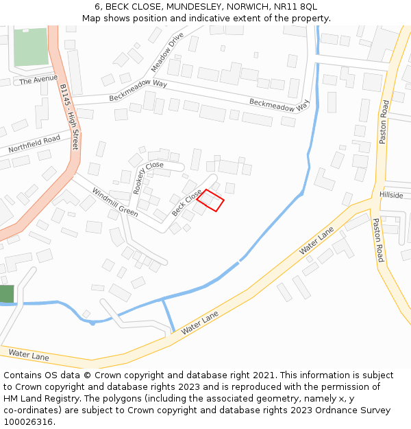 6, BECK CLOSE, MUNDESLEY, NORWICH, NR11 8QL: Location map and indicative extent of plot