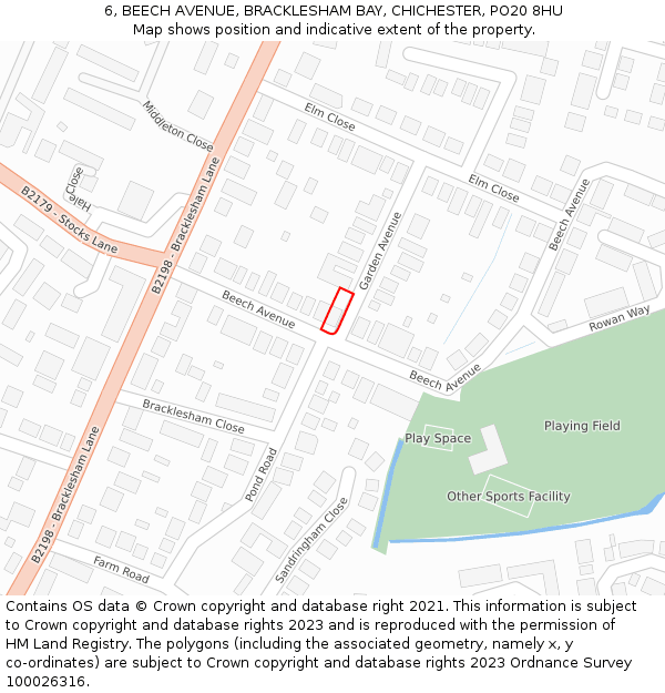 6, BEECH AVENUE, BRACKLESHAM BAY, CHICHESTER, PO20 8HU: Location map and indicative extent of plot