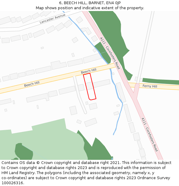 6, BEECH HILL, BARNET, EN4 0JP: Location map and indicative extent of plot