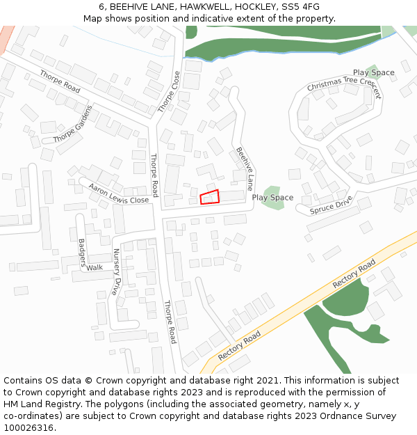 6, BEEHIVE LANE, HAWKWELL, HOCKLEY, SS5 4FG: Location map and indicative extent of plot