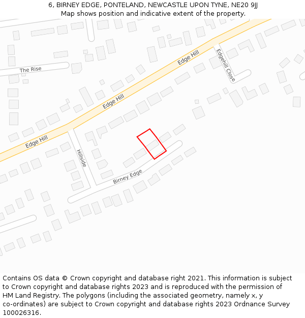 6, BIRNEY EDGE, PONTELAND, NEWCASTLE UPON TYNE, NE20 9JJ: Location map and indicative extent of plot