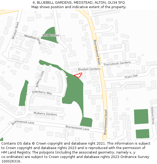 6, BLUEBELL GARDENS, MEDSTEAD, ALTON, GU34 5FQ: Location map and indicative extent of plot