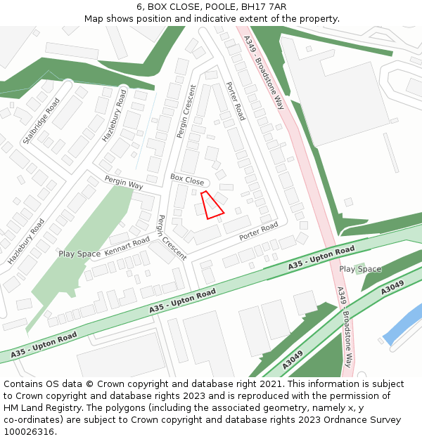 6, BOX CLOSE, POOLE, BH17 7AR: Location map and indicative extent of plot