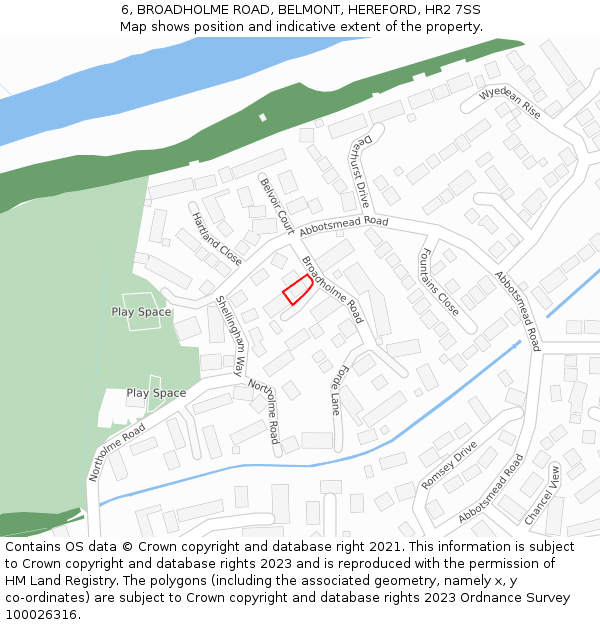 6, BROADHOLME ROAD, BELMONT, HEREFORD, HR2 7SS: Location map and indicative extent of plot