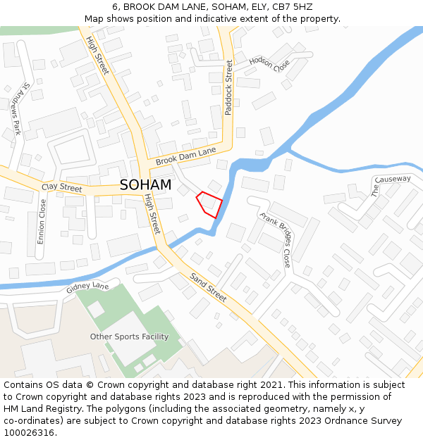 6, BROOK DAM LANE, SOHAM, ELY, CB7 5HZ: Location map and indicative extent of plot