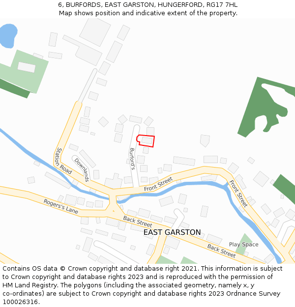 6, BURFORDS, EAST GARSTON, HUNGERFORD, RG17 7HL: Location map and indicative extent of plot