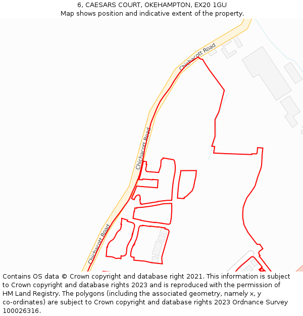 6, CAESARS COURT, OKEHAMPTON, EX20 1GU: Location map and indicative extent of plot