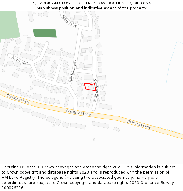 6, CARDIGAN CLOSE, HIGH HALSTOW, ROCHESTER, ME3 8NX: Location map and indicative extent of plot