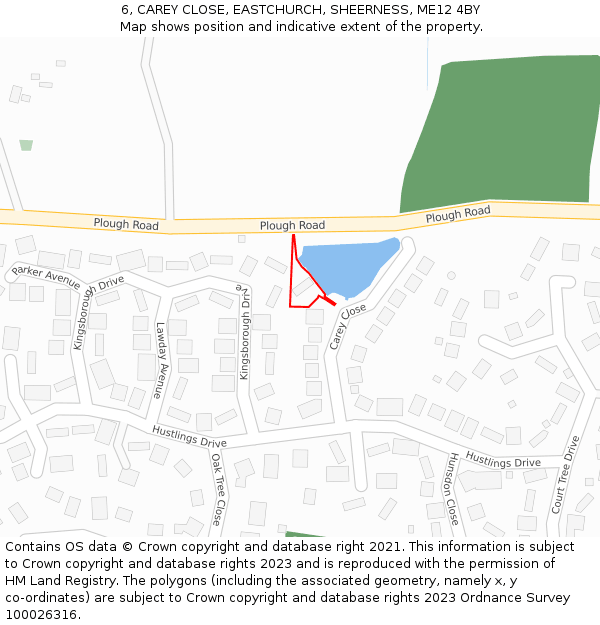 6, CAREY CLOSE, EASTCHURCH, SHEERNESS, ME12 4BY: Location map and indicative extent of plot