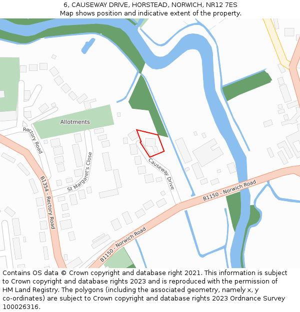 6, CAUSEWAY DRIVE, HORSTEAD, NORWICH, NR12 7ES: Location map and indicative extent of plot