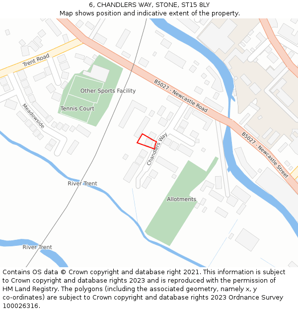 6, CHANDLERS WAY, STONE, ST15 8LY: Location map and indicative extent of plot