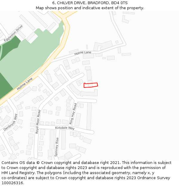 6, CHILVER DRIVE, BRADFORD, BD4 0TS: Location map and indicative extent of plot