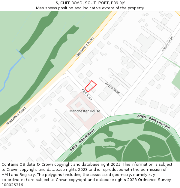 6, CLIFF ROAD, SOUTHPORT, PR9 0JY: Location map and indicative extent of plot