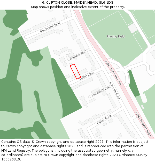 6, CLIFTON CLOSE, MAIDENHEAD, SL6 1DG: Location map and indicative extent of plot