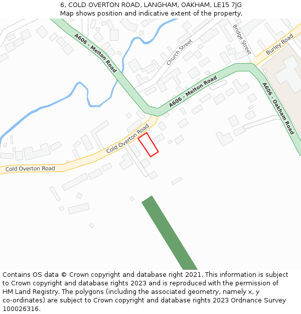 6, COLD OVERTON ROAD, LANGHAM, OAKHAM, LE15 7JG: Location map and indicative extent of plot