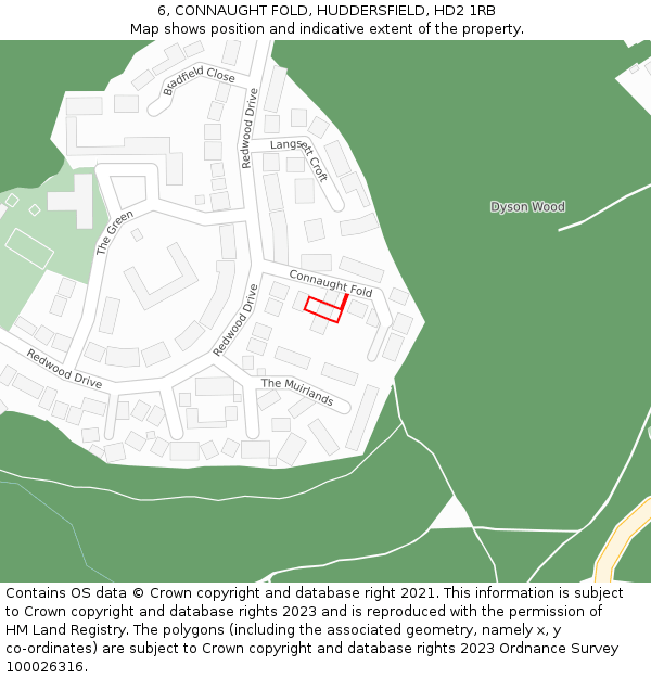 6, CONNAUGHT FOLD, HUDDERSFIELD, HD2 1RB: Location map and indicative extent of plot