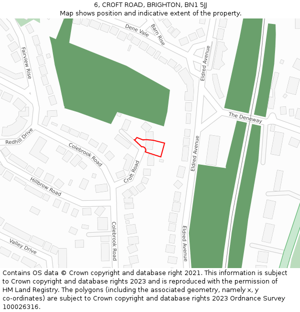 6, CROFT ROAD, BRIGHTON, BN1 5JJ: Location map and indicative extent of plot