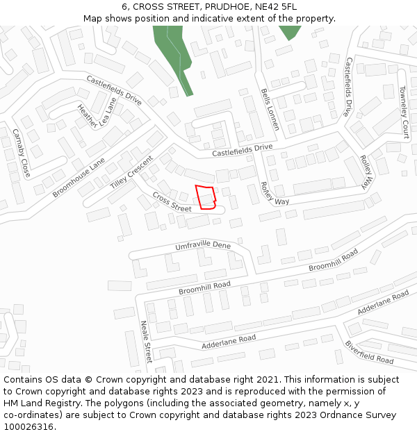 6, CROSS STREET, PRUDHOE, NE42 5FL: Location map and indicative extent of plot