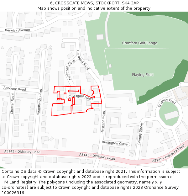 6, CROSSGATE MEWS, STOCKPORT, SK4 3AP: Location map and indicative extent of plot