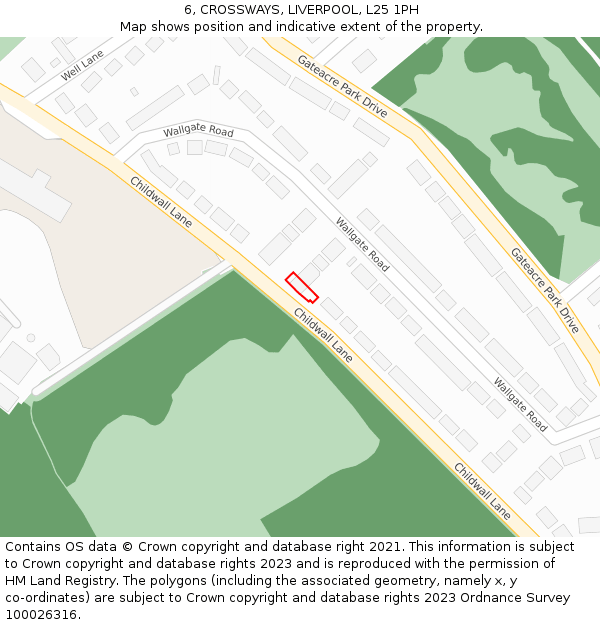 6, CROSSWAYS, LIVERPOOL, L25 1PH: Location map and indicative extent of plot