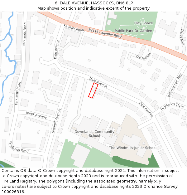 6, DALE AVENUE, HASSOCKS, BN6 8LP: Location map and indicative extent of plot