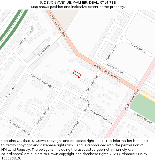 6, DEVON AVENUE, WALMER, DEAL, CT14 7SE: Location map and indicative extent of plot