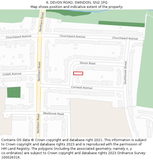 6, DEVON ROAD, SWINDON, SN2 1PQ: Location map and indicative extent of plot