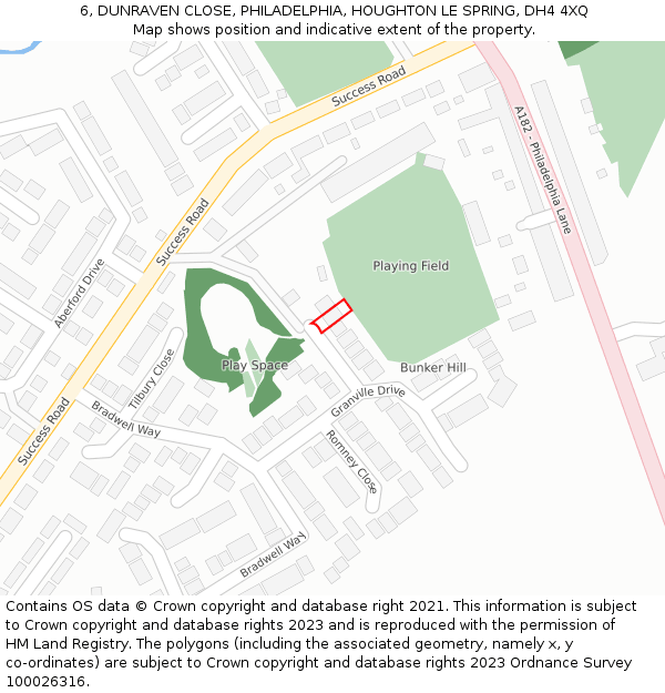 6, DUNRAVEN CLOSE, PHILADELPHIA, HOUGHTON LE SPRING, DH4 4XQ: Location map and indicative extent of plot