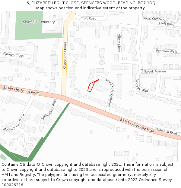 6, ELIZABETH ROUT CLOSE, SPENCERS WOOD, READING, RG7 1DQ: Location map and indicative extent of plot