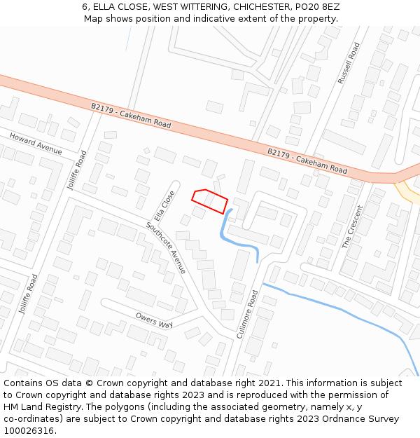 6, ELLA CLOSE, WEST WITTERING, CHICHESTER, PO20 8EZ: Location map and indicative extent of plot