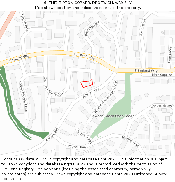 6, ENID BLYTON CORNER, DROITWICH, WR9 7HY: Location map and indicative extent of plot