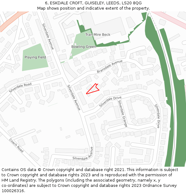 6, ESKDALE CROFT, GUISELEY, LEEDS, LS20 8QG: Location map and indicative extent of plot