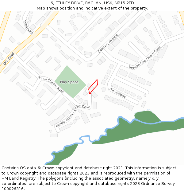 6, ETHLEY DRIVE, RAGLAN, USK, NP15 2FD: Location map and indicative extent of plot