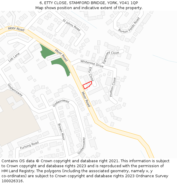 6, ETTY CLOSE, STAMFORD BRIDGE, YORK, YO41 1QP: Location map and indicative extent of plot