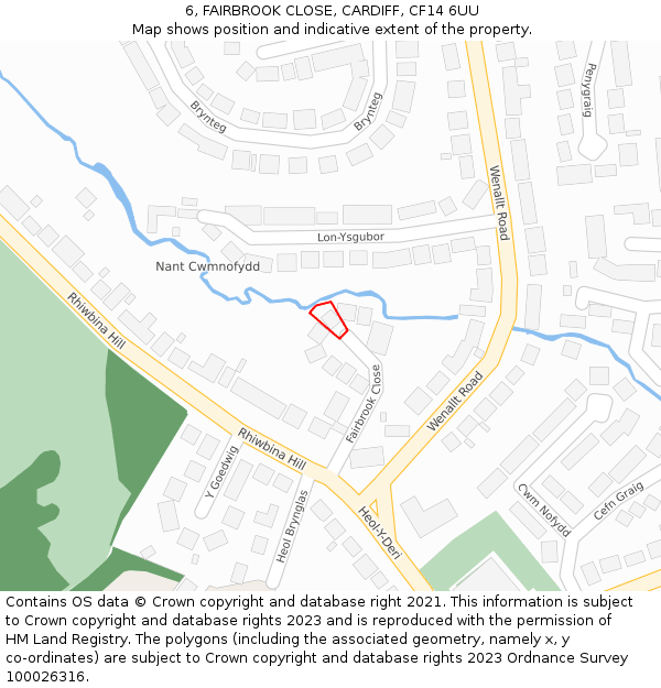 6, FAIRBROOK CLOSE, CARDIFF, CF14 6UU: Location map and indicative extent of plot