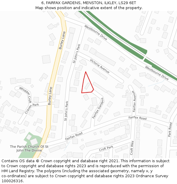 6, FAIRFAX GARDENS, MENSTON, ILKLEY, LS29 6ET: Location map and indicative extent of plot