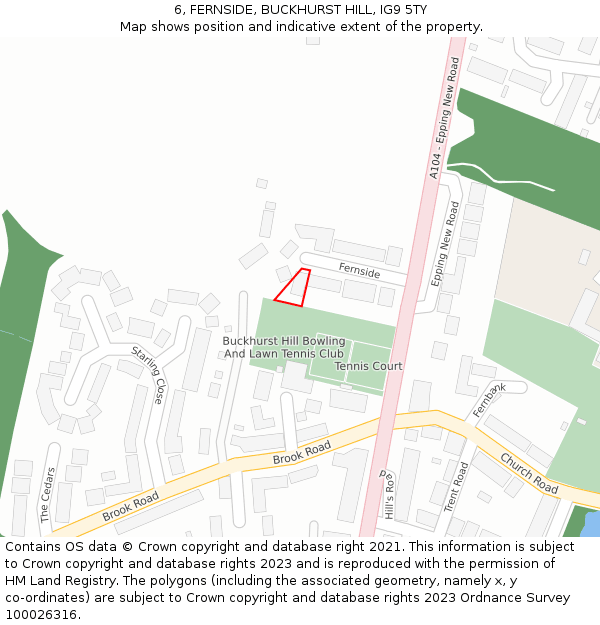 6, FERNSIDE, BUCKHURST HILL, IG9 5TY: Location map and indicative extent of plot