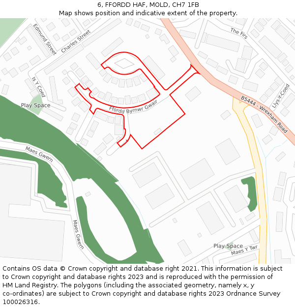 6, FFORDD HAF, MOLD, CH7 1FB: Location map and indicative extent of plot