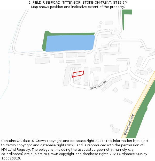 6, FIELD RISE ROAD, TITTENSOR, STOKE-ON-TRENT, ST12 9JY: Location map and indicative extent of plot