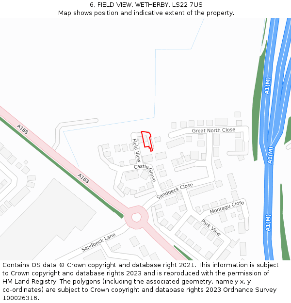 6, FIELD VIEW, WETHERBY, LS22 7US: Location map and indicative extent of plot