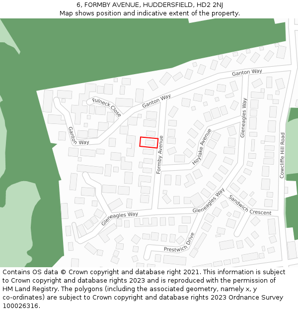 6, FORMBY AVENUE, HUDDERSFIELD, HD2 2NJ: Location map and indicative extent of plot