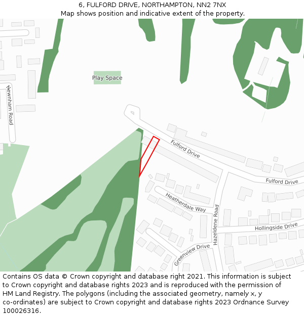 6, FULFORD DRIVE, NORTHAMPTON, NN2 7NX: Location map and indicative extent of plot