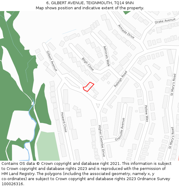 6, GILBERT AVENUE, TEIGNMOUTH, TQ14 9NN: Location map and indicative extent of plot