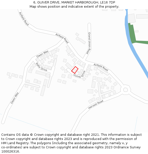 6, GUIVER DRIVE, MARKET HARBOROUGH, LE16 7DP: Location map and indicative extent of plot