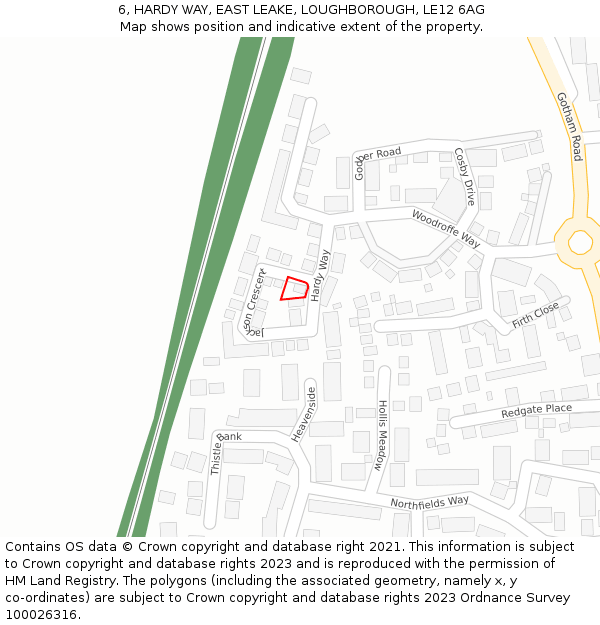 6, HARDY WAY, EAST LEAKE, LOUGHBOROUGH, LE12 6AG: Location map and indicative extent of plot