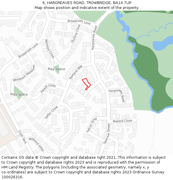 6, HARGREAVES ROAD, TROWBRIDGE, BA14 7UP: Location map and indicative extent of plot