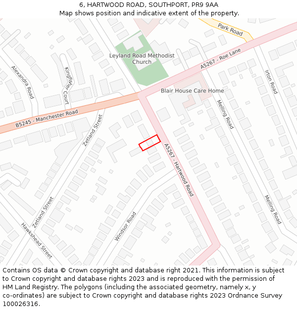 6, HARTWOOD ROAD, SOUTHPORT, PR9 9AA: Location map and indicative extent of plot