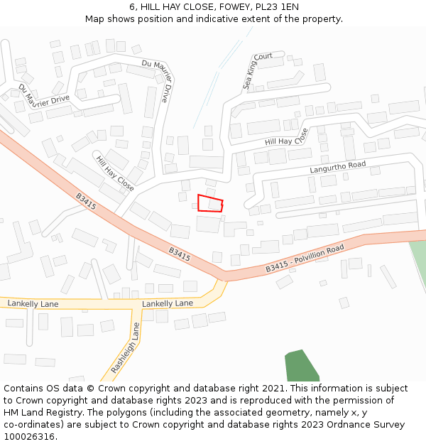 6, HILL HAY CLOSE, FOWEY, PL23 1EN: Location map and indicative extent of plot