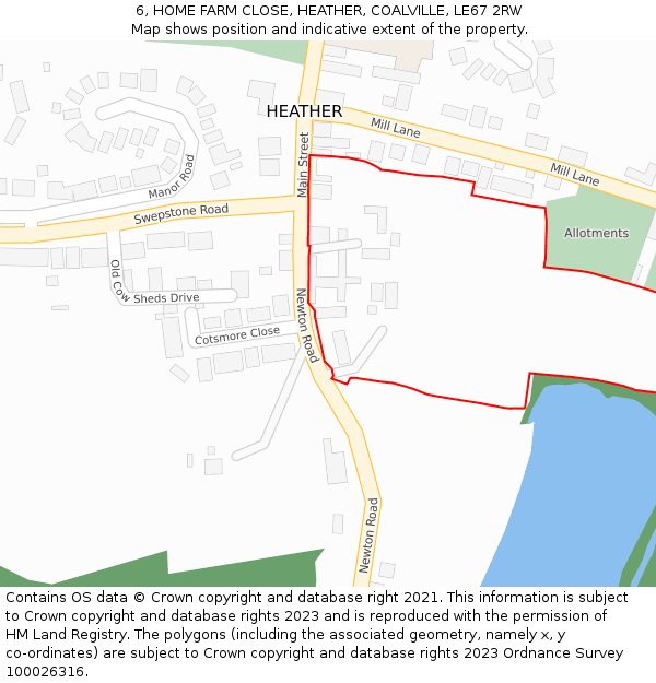 6, HOME FARM CLOSE, HEATHER, COALVILLE, LE67 2RW: Location map and indicative extent of plot